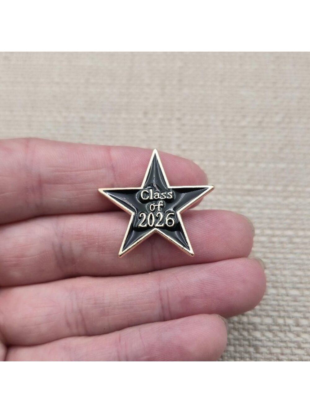 Class of 2026 Graduation Star Black Enamel Gold Tone Lapel Pin A8735
